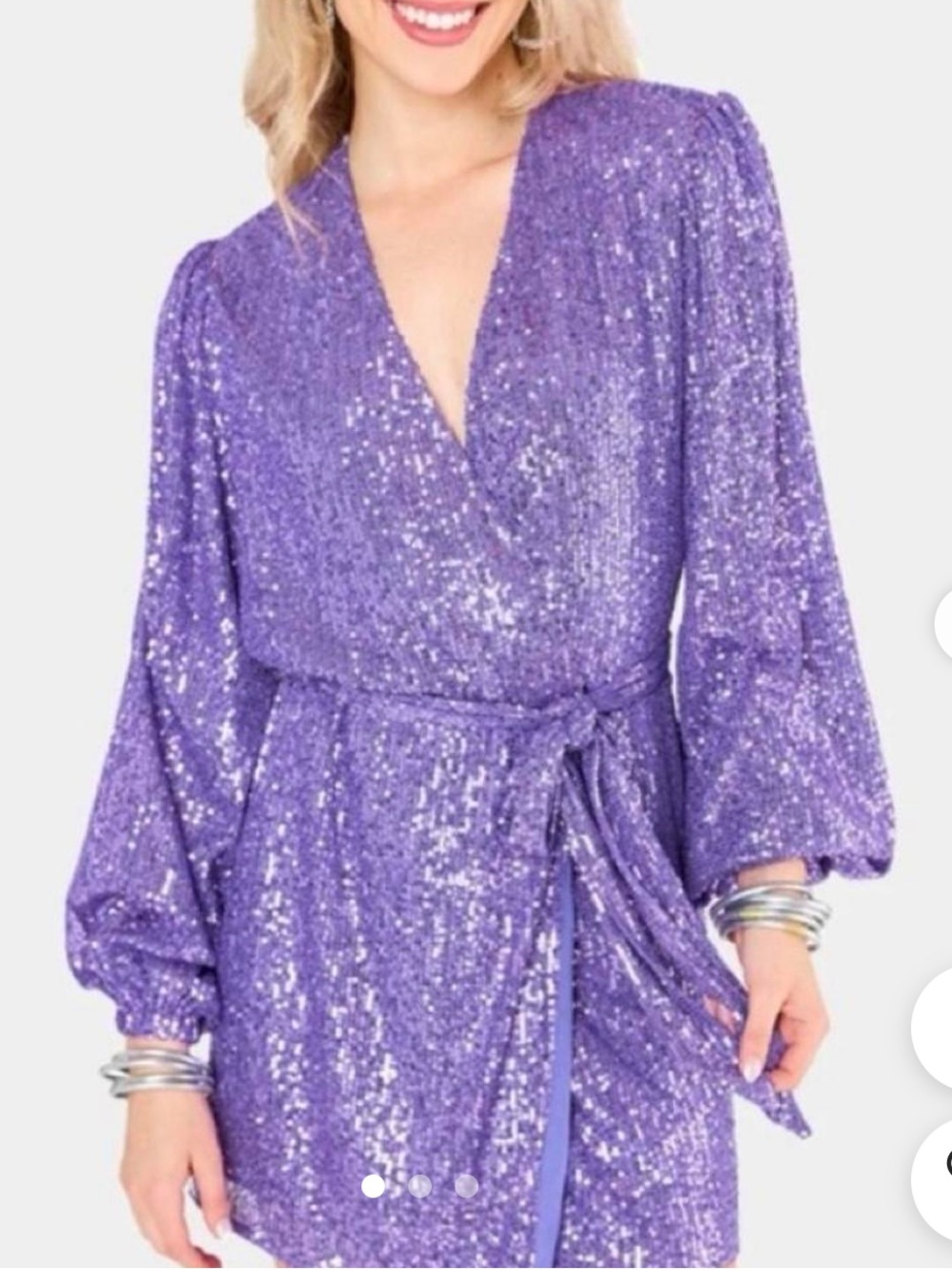 Buddy love Purple Sequin Wrap Mini Dress - Elegant Party Dress